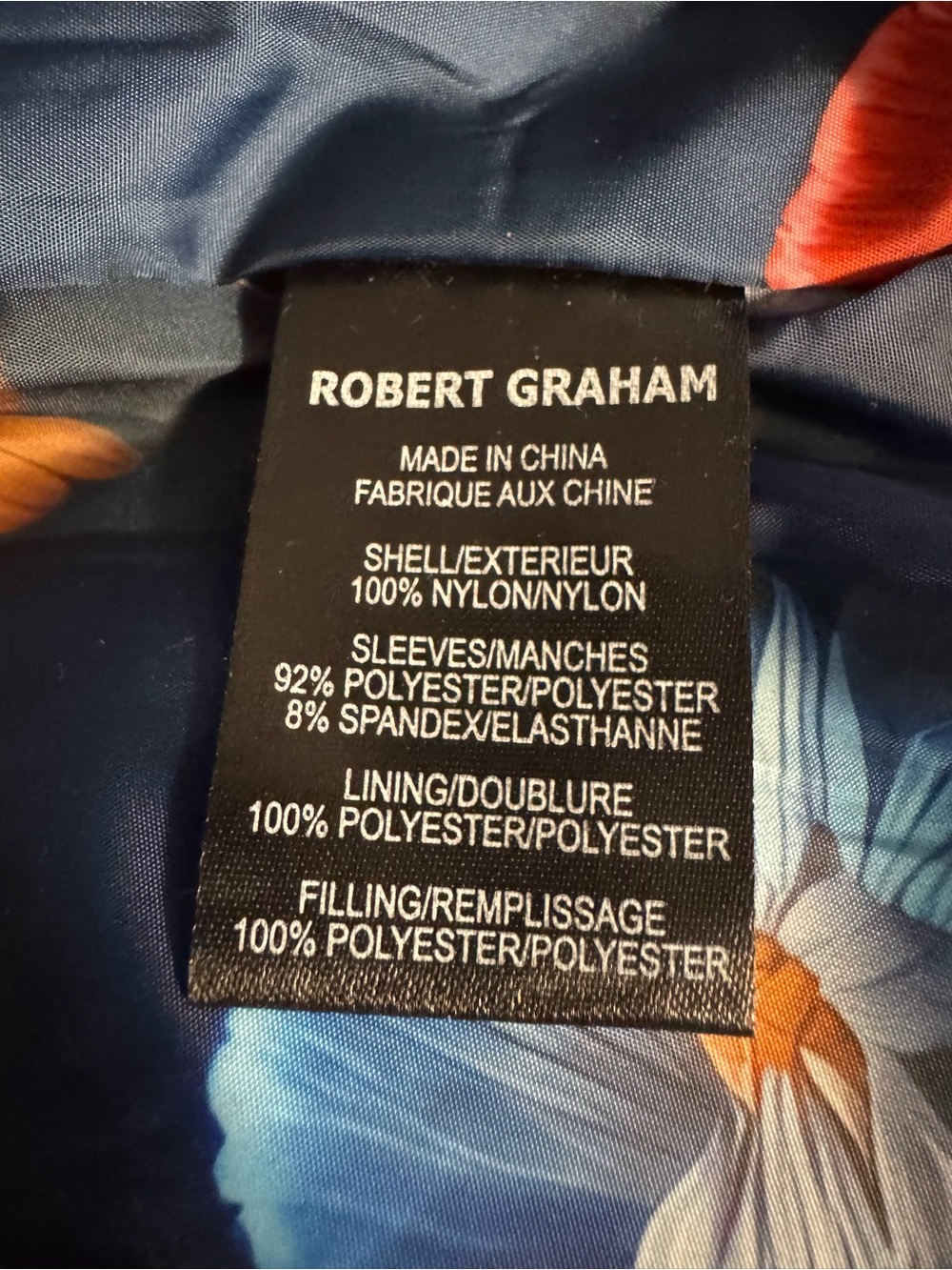 Robert Graham Men's Navy Blue Quilted Bomber Jacket NWT | Small | Floral Lining - Picture 9 of 15